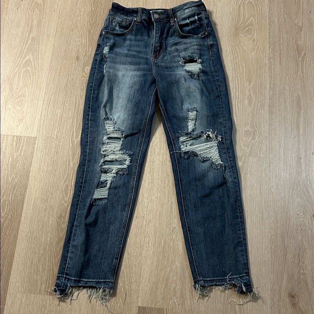 Risen Jeans High Waisted Straight Leg Ankle Jeans